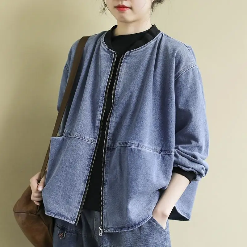 

Vintage Streetwear Women's Clothing 2024 New Spring Denim Jacket Female Trendy Autumn Long-Sleeved Top Short Jeans Coat Outwear
