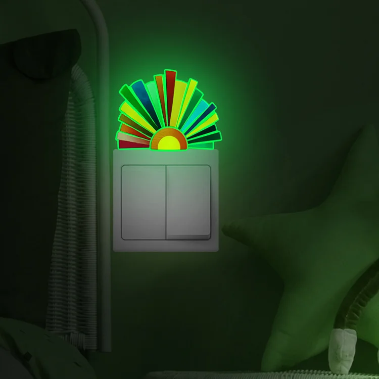Kreativer Cartoon-Regenbogen Leuchtender Wandaufkleber Kinderzimmer-Schalter-Dekoration Aufkleber Schlafzimmer-Deko Leuchtet im Dunkeln Steckdosen-Wandbild – Detail 4