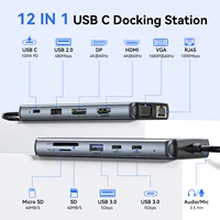 MOKiN 14 in 1 Docking Station Dual Monitor,USB C HUB with 4K60Hz HDMI,VGA,DP,RJ45 1Gbps,4 USB Ports,SD/TF,Hub for HP Dell Lenovo - Image 2