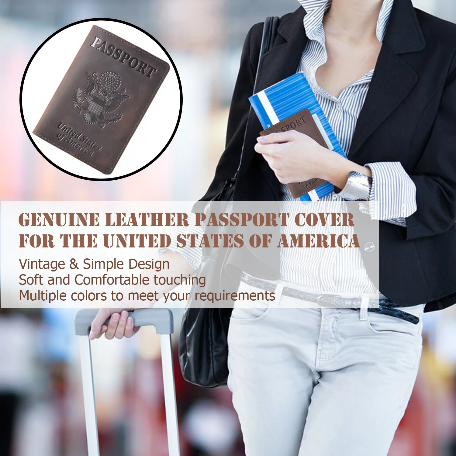 Genuine Leather RFID Travel Passport and Card Holder Wallet