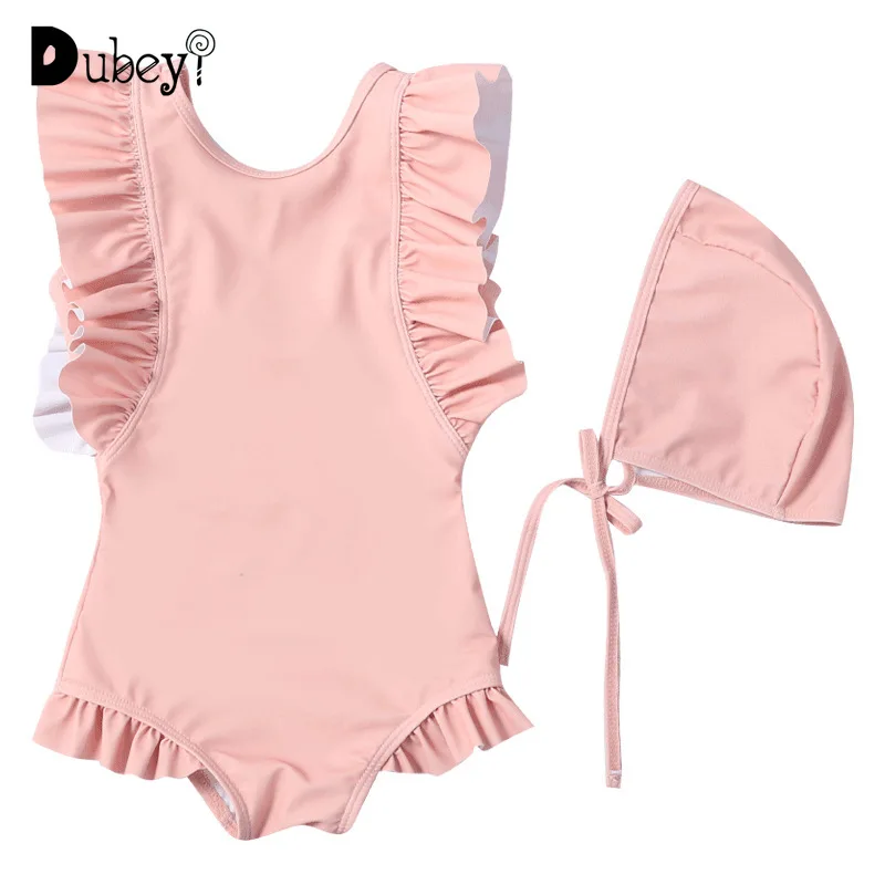 

Купальник для маленьких девочек, Корейский детский цельный бикини для малышей, розовая и синяя одежда для плавания, купальник