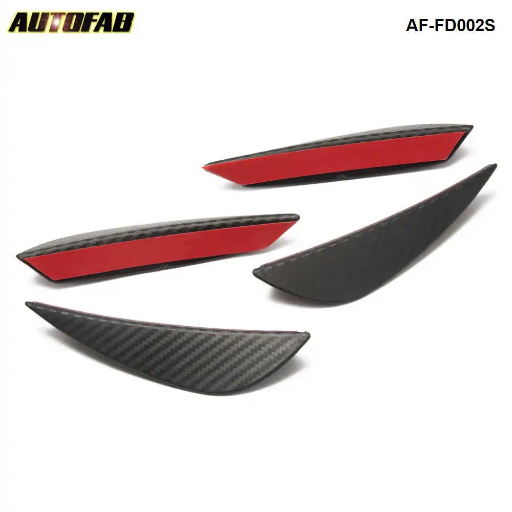 Universal Fit Front Bumper Lip Splitter Fins Body Spoiler Canard Valence Chin Carbon fiber 4pcs AF-FD002S