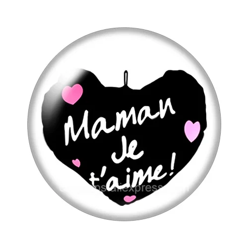 J'aime maman Super papa Love Mom Dad 10pcs 12mm/18mm/20mm/25mm Round photo glass cabochon demo flat back Making findings