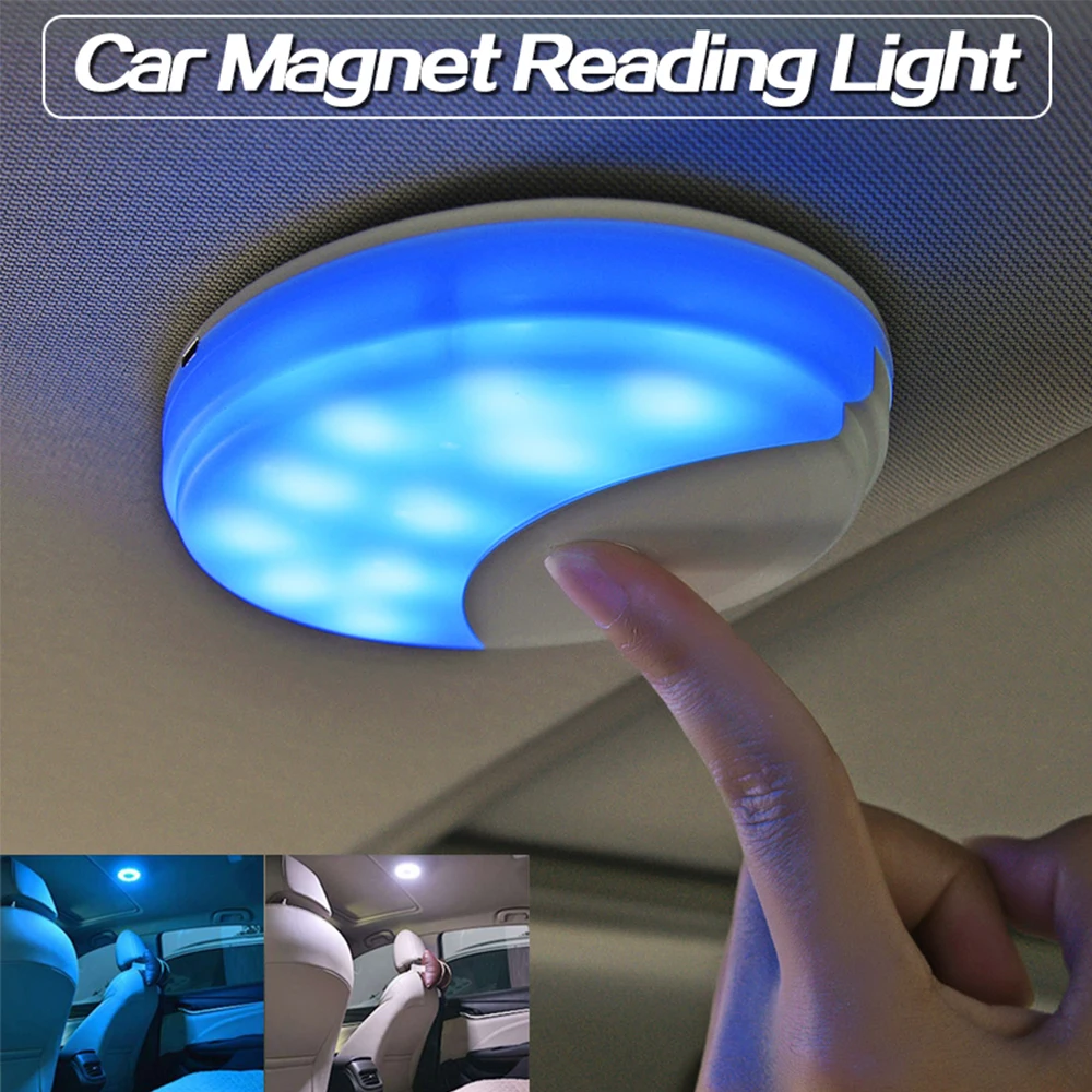 

Portable Car Roof Ceiling Dome Reading Light Magnetic LED Lamp USB Charging White&Blue Two Lighting Color Reading Light
