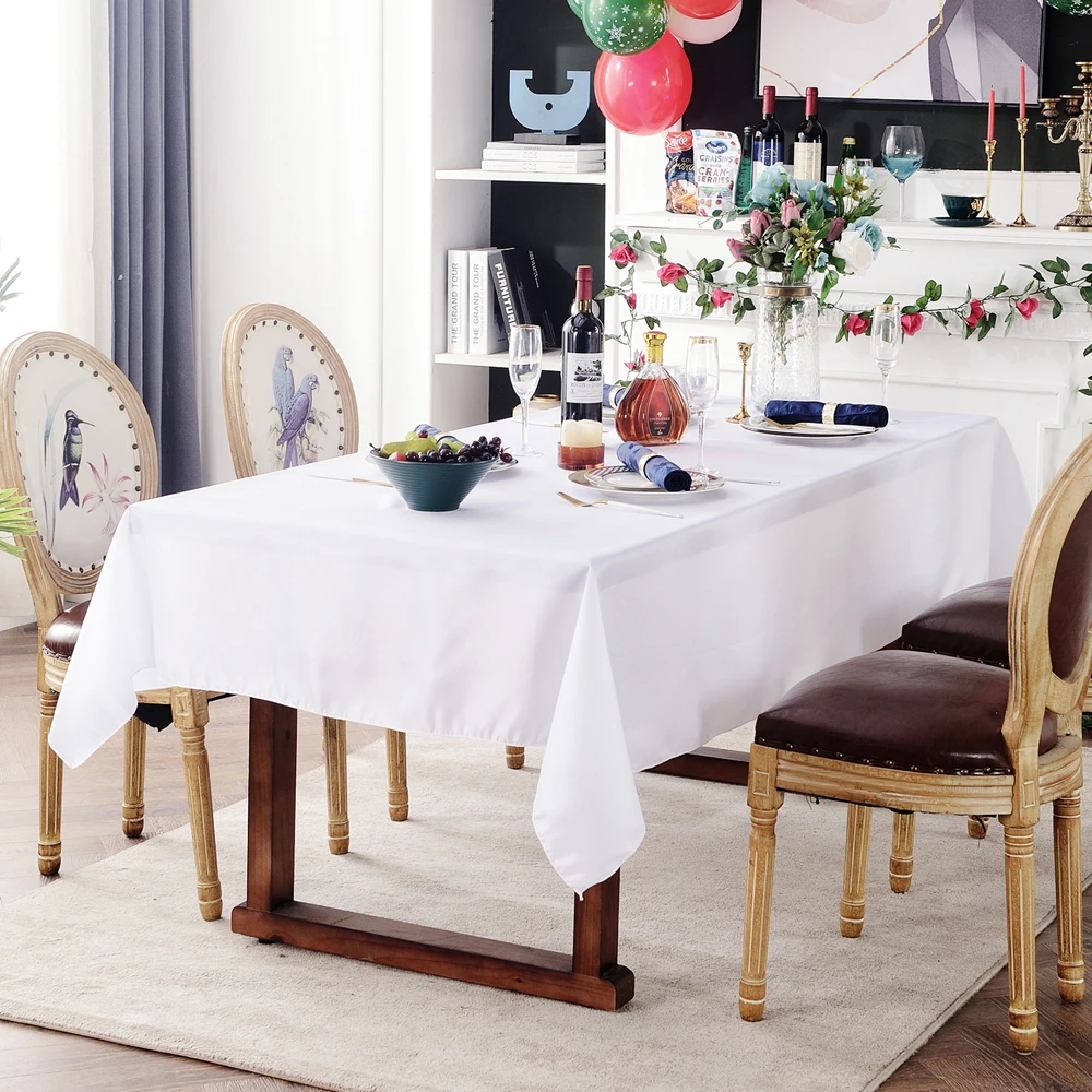 

Rectangle Satin Tablecloth Table Cover Banquet Dining Decoration White Simple Tablecloth For Birthday Party Home Wedding Decor