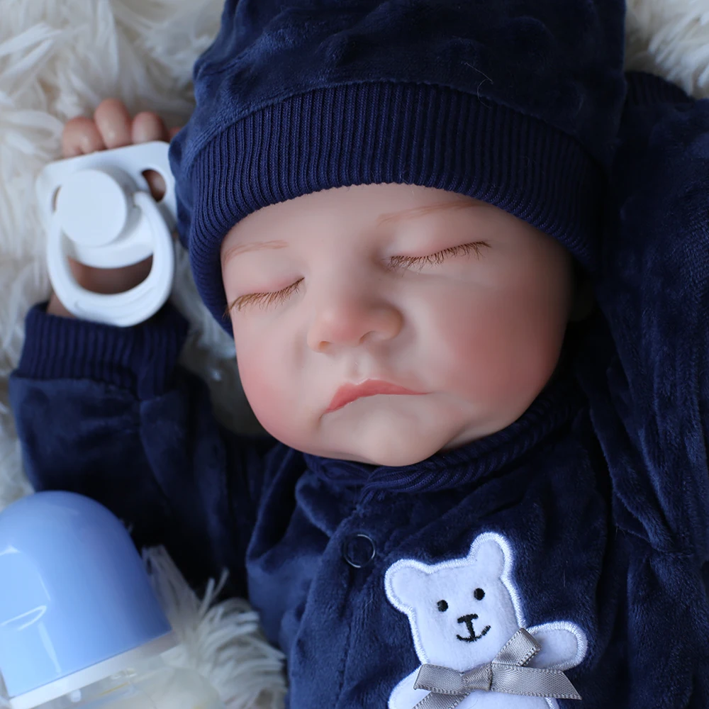 

CUAIBB 43CM 17Inch Baby Realistic Reborn Doll Full Body Silicone Babe Sleeping Newborn Baby Doll 3D Skin Visible Veins