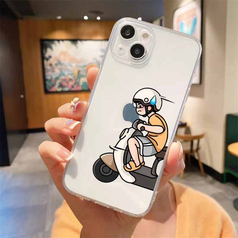 Charming Cartoon Couple Clear Luxury Phone Case