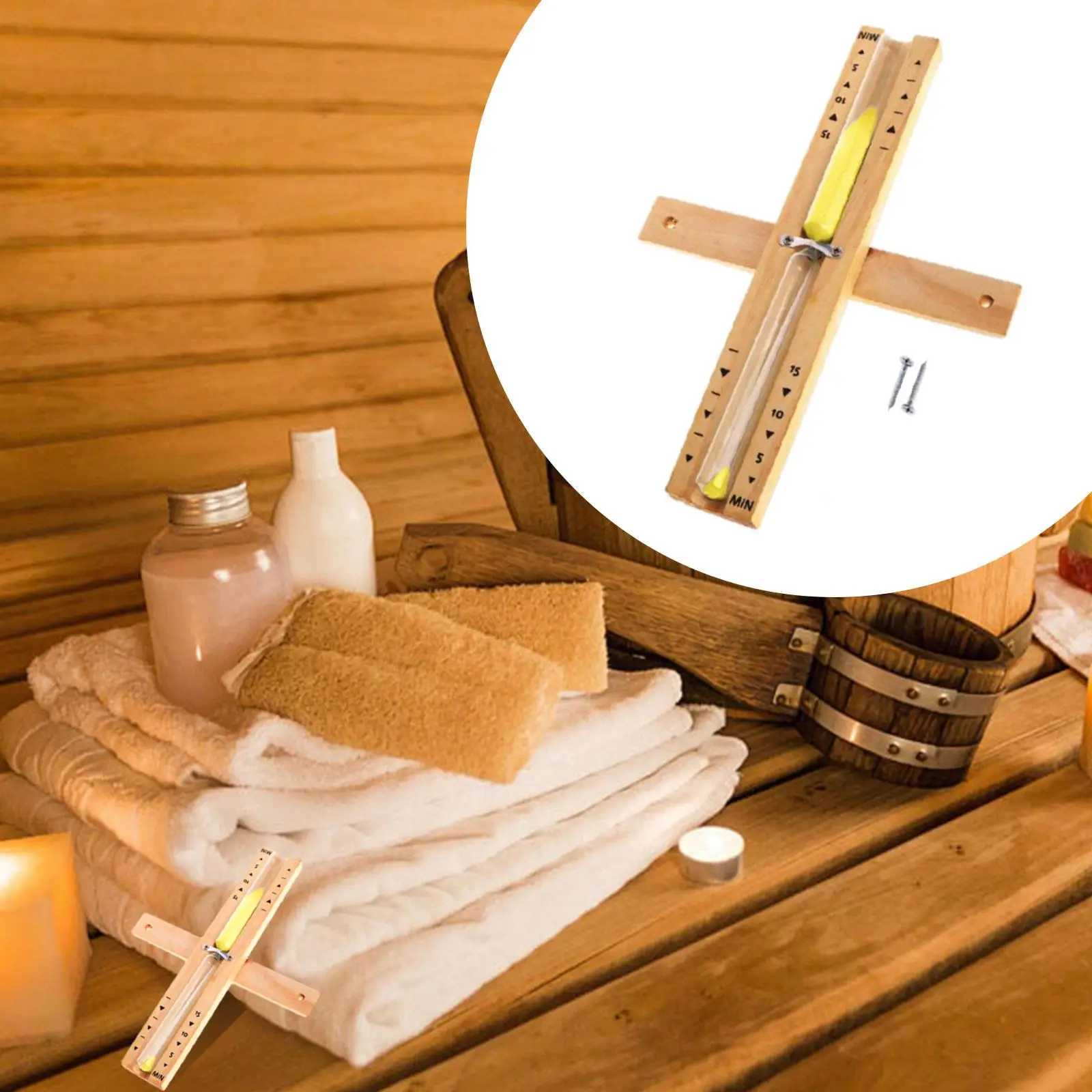 Sauna 15 Minutes Hourglass Sand Timer Heat Resistant Accurate Watch Wood Hour Glass for Kitchen Coffee House SPA Sauna Bath