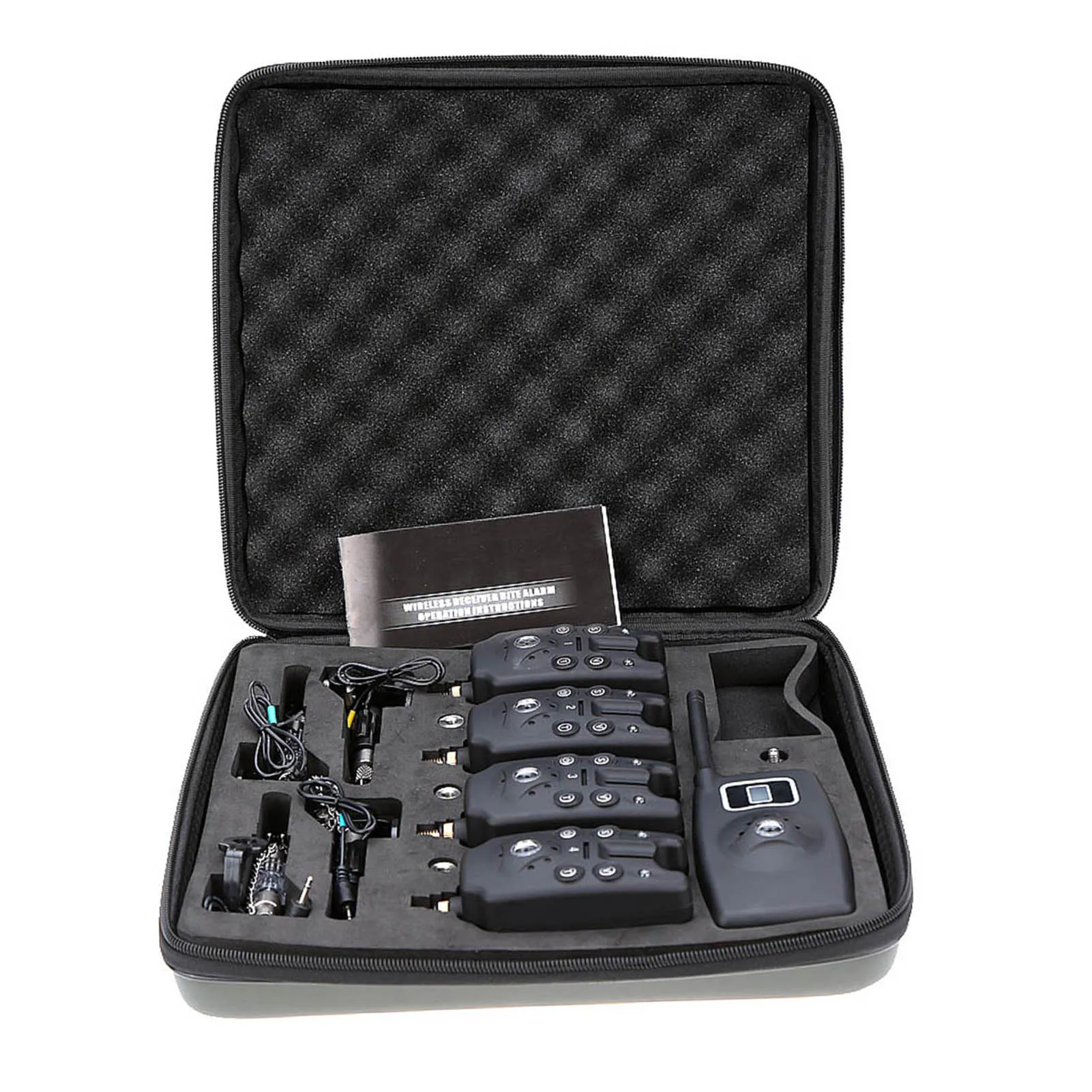 

Wireless LED Fishing Bite Alarms Set Fishing Alarm Kit Indicator Alert Bell Receiver Fishing Tackle with Zippered Box for Pesca