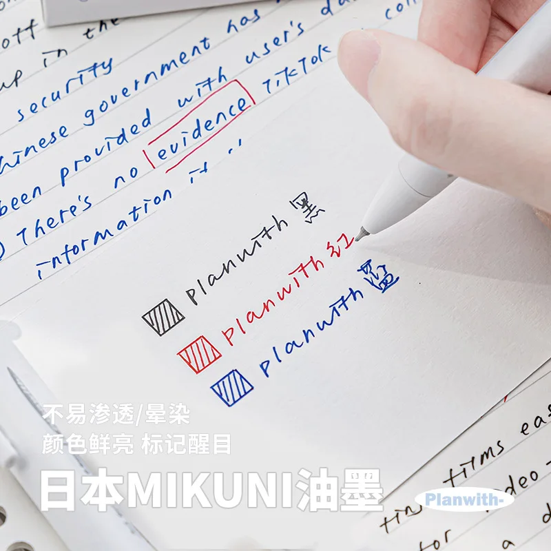 Planwith 3 in 1 Mulrti-Function Gel Pen 0.5mm Black/Blue/Red Ink Refills Press Type Ballpoint canetas School Office Stationery 4