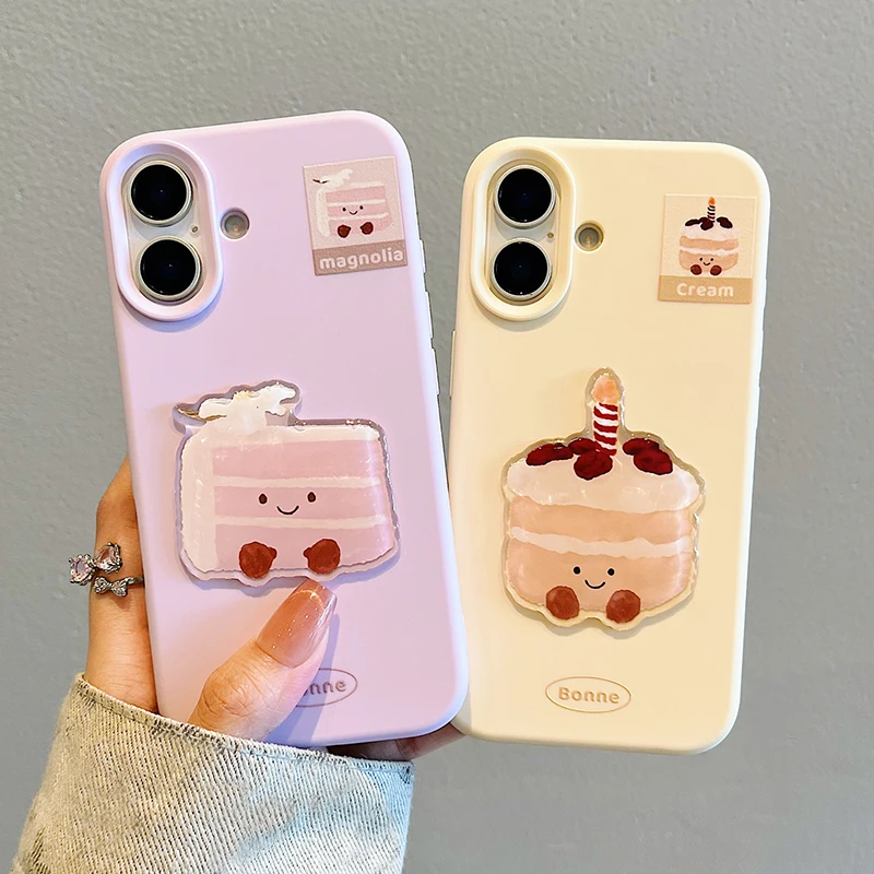 Ins Funny Cartoon Cake Cherry Dessert Phone Case For iPhone 16 Pro