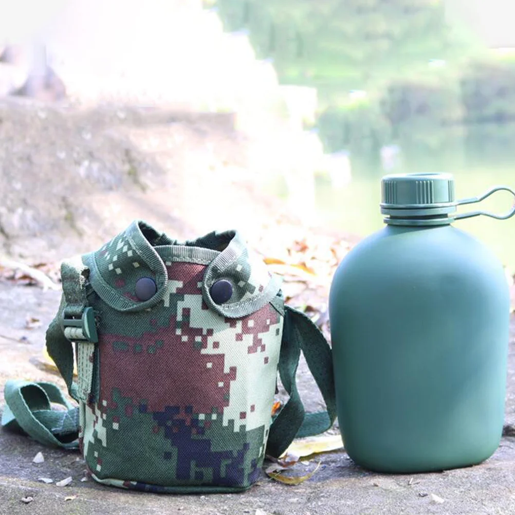 1Set Military Canteen Camouflage 1L Aluminum Alloy Water Bottle No Leak Thermal Insulation for Camping Hiking Survival