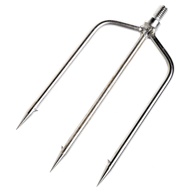 2Pcs 3 Prongs Fishing Harpoon Stainless Steel Fishing Spear Head With Hook  Barbed Harpoon Sharp Fish Fork Spearhead Fishing Tool