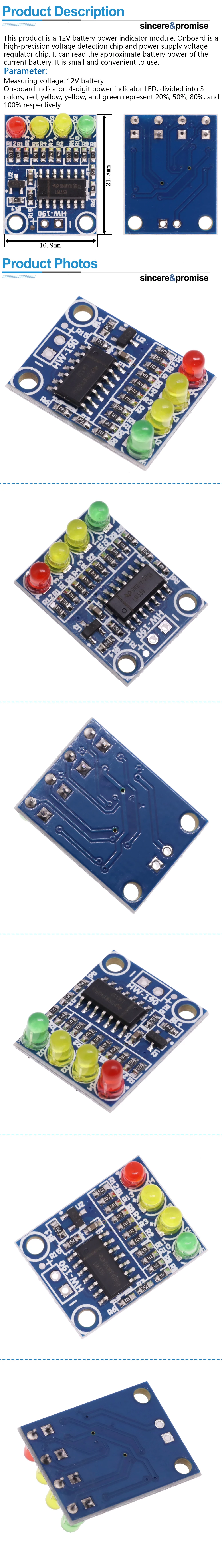 4-Segment-LED-Batteriestandsanzeige Audio-Modul 4-stellige Lichtfarbenseparation 12V Erkennung KA2284 – Detail 3