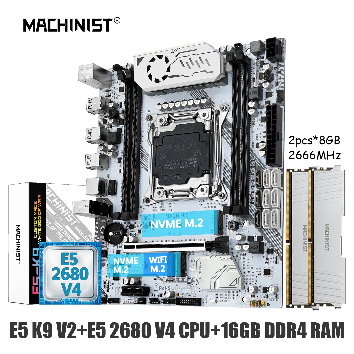 MACHINIST-Combo de placa base X99 LGA 2011-3 Xeon E5 2680 V4, Kit de ...