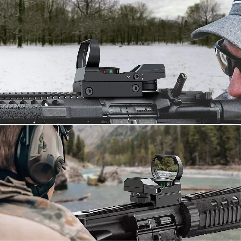 1X40 HD101 Red Dot Sight Hunting Collection Optics Reflex Holographic Scope 4 Reticle Red/Green Collimator Airsoft Accessories 6