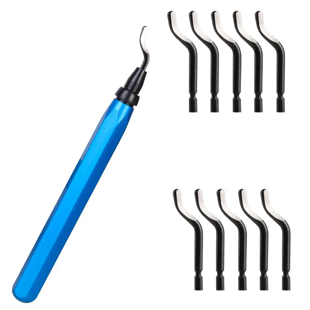 

Deburring Tool Deburrer with Metal Handle+11 HSS(Steel) Blades 360 Degree Rotatable for Resin Pipe Copper Plastic 3D Printer