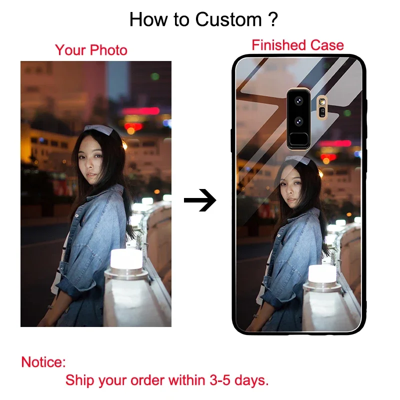 for Samsung Galaxy S24 S23 A54 A34 A53 A13 A73 S22 S21 S20 FE Ultra Note 20 Plus A52S Case Custom Photo DIY Tempered Glass Cover
