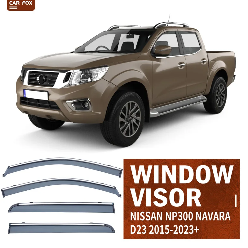 

For NISSAN NP300 Navara 1998-2023+ Plastic Window Visor Vent Shades Sun Rain Deflector Guard For NISSAN NP300 Navara