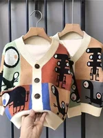 Vêtements pour enfants vestes pour garçons automne et hiver nouveaux chandails tricotés hauts de bande dessinée Cardigans vestes pour enfants de Style coréen 5