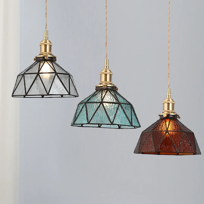 

Nordic Bedroom Bedside Chandelier Tiffany Pendant Ceiling LED Lights Dinning Room Kitchen Lamp Glass Lighting Fixture Home Decor