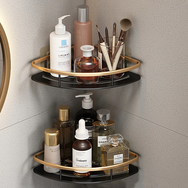 Hoomtaook Corner Caddy Bathroom Shower Shelf Wall Mounted No Drilling 2 Tier Storage Shelves Adhesive Triangle Baskets Silver Bathroom Kitchen