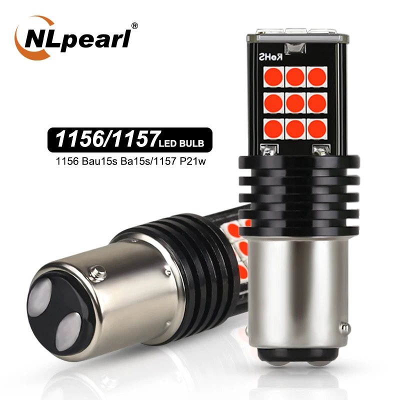 Nlpearl 2pcs py21w ba15s p21w 1156 led bau15s lâmpada 3030smd canbus 1157 led bay15d p21/5w carro volta lâmpada de sinal de freio luz de backup