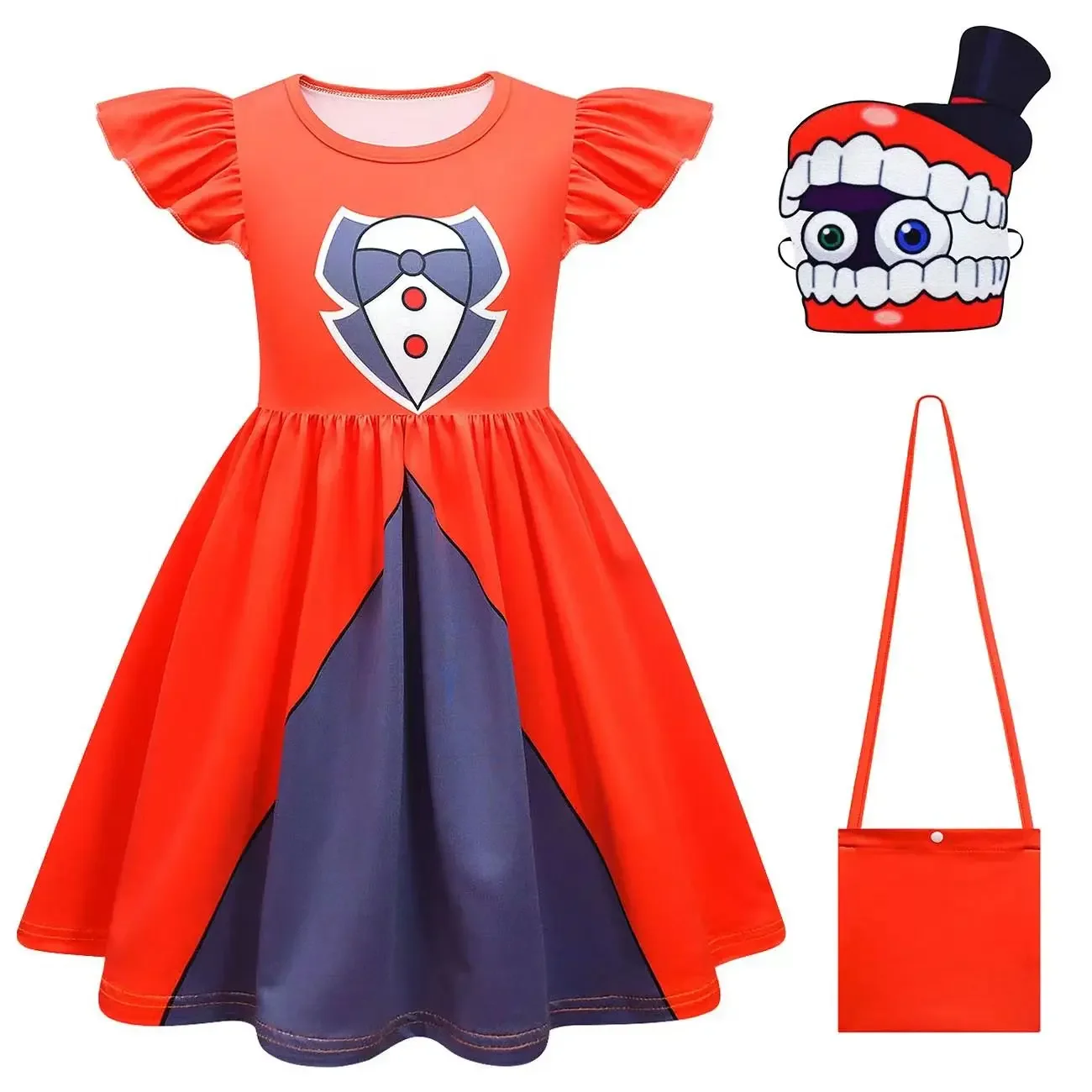 Children's Magical Digital Circus Dress Girls' Pamny Dress Clown Pomni Halloween Cosplay costumes Casual kids dresses for girls