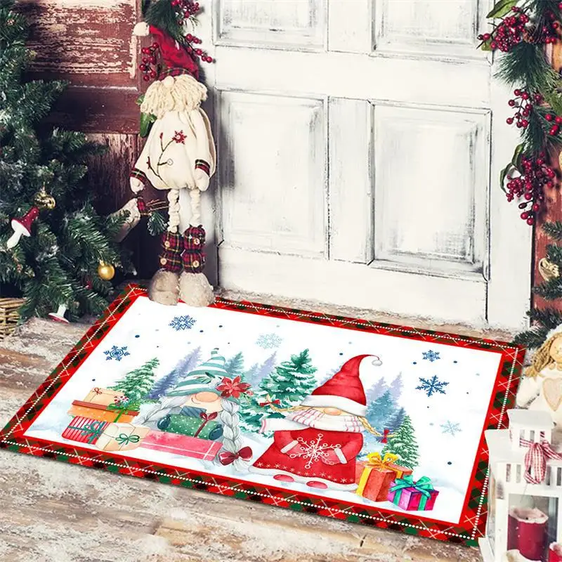 Christmas Entrance Door Mat Cartoon Dwarf Print Floor Mat Living Room Corridor Balcony Welcome Christmas Home Decoration