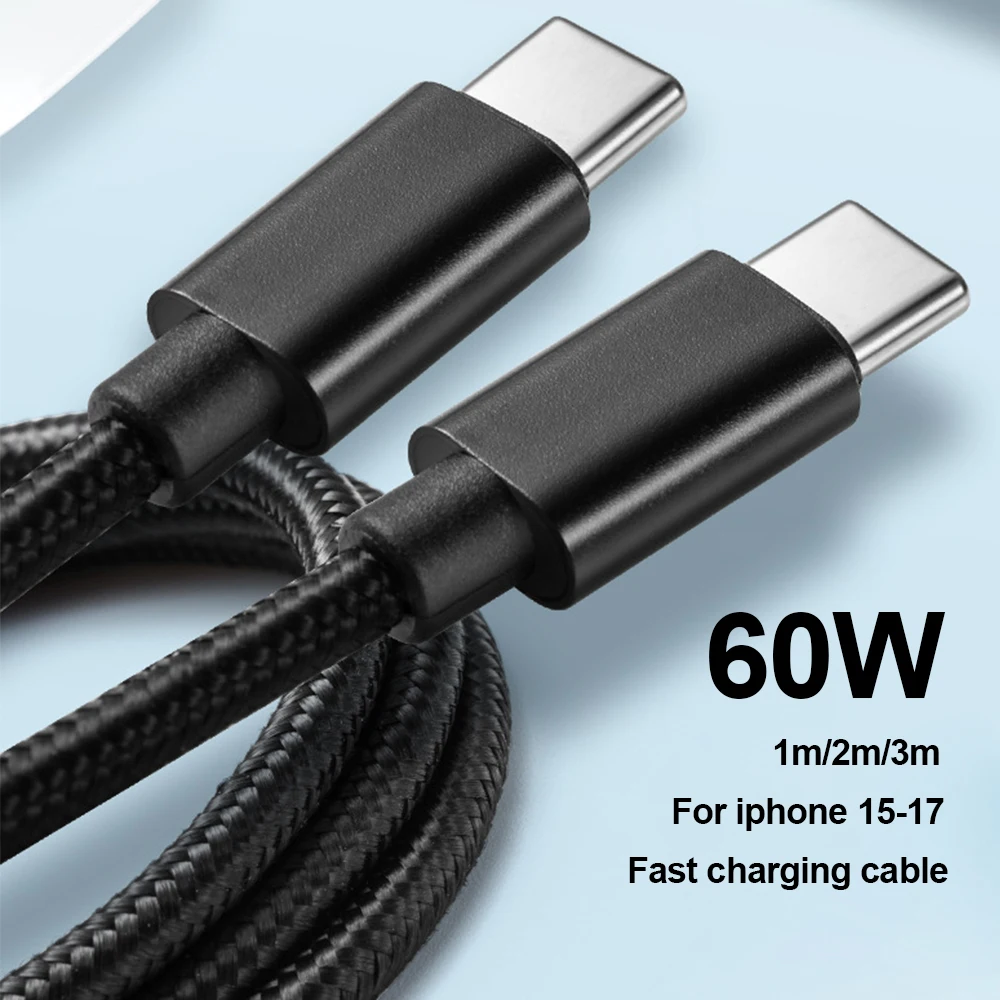 Durable Nylon Braided Type C to Type C Fast Charging Cable - Available in Multiple Lengths