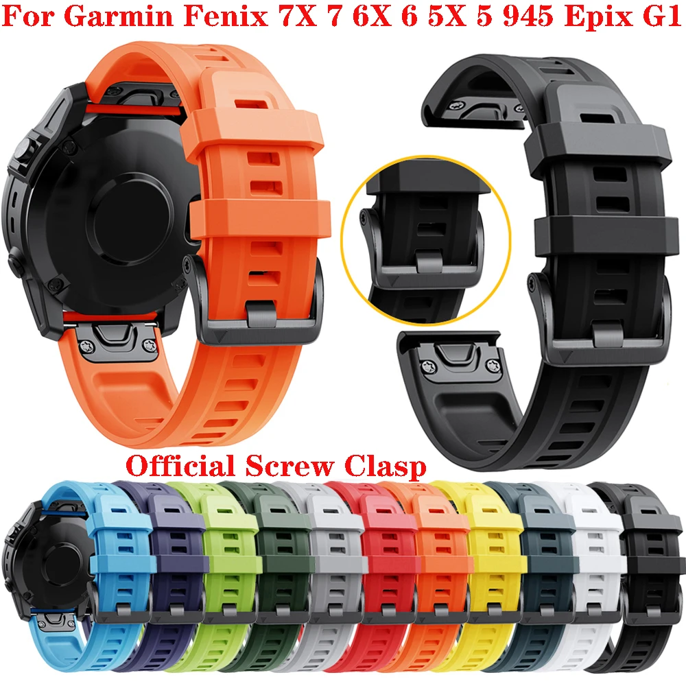 

Ремешок для смарт-часов 22 26 мм с винтовой пряжкой, ремешок для Garmin Fenix 7X 6X 5X, силиконовый Easyfit браслет для часов Fenix 7 6 945 955 EPIX