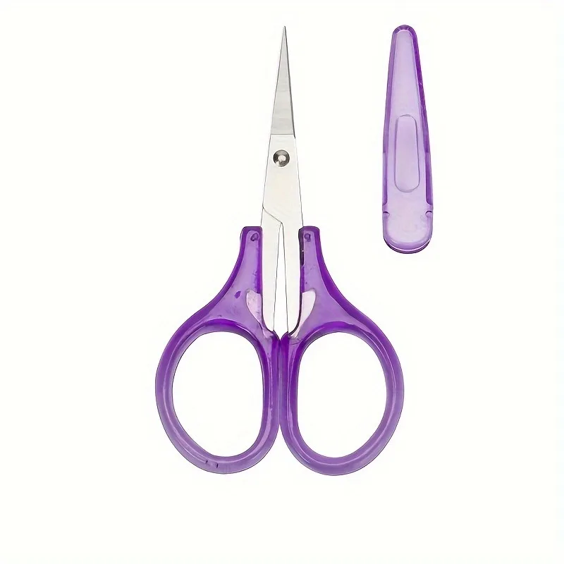 Compact Precision Craft Scissors Sharp Stainless Steel Blades with Protective Cap Tsa-Approved for Travel Stationery soft handle scissors portable scissors cutter stationery scissors 1pc