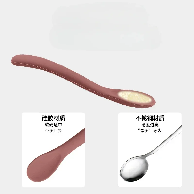 1pc Silicone Food Grade Baby Soft Headed Spoon Feeding Training Infant Children Safe Complementary Food Tableware Utensils silicone feeding spoon silicone cutlery set learning spoons baby cutlery