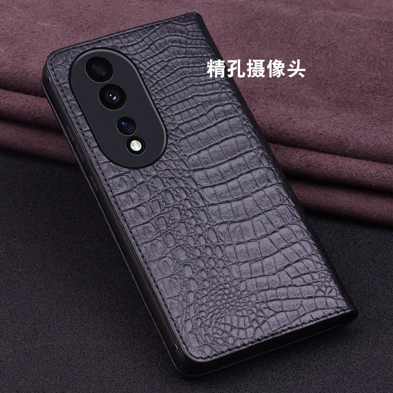 Hot Luxury Real Cowhide Or Lich Genuine Leather Flip Phone Cases For Honor 90 Honor90 Pro Hell Full Cover Pocket Bag Case