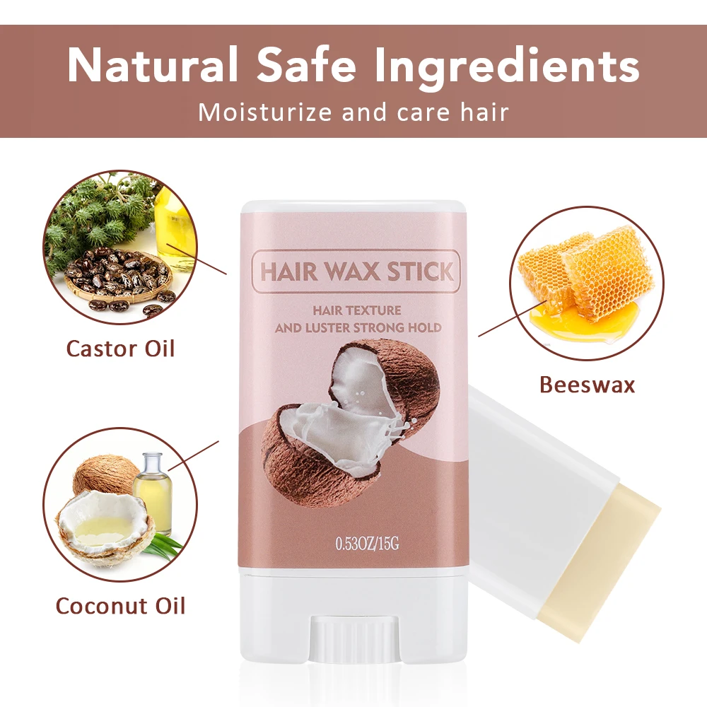 Hair Wax Stick for Frizz Hair Coconut Flavour Styling Wax Non-greasy Coconut Scented Stick Strong HoldHair Styling