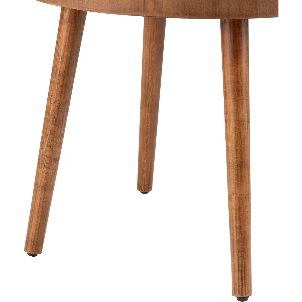 Round Coffee Table Set of 2, 2 Piece Farmhouse Nesting Table w Wooden Circle Sleeve Pattern, Modern MDF End Table for Living Roo 5