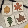 Wooden Leaf Jigsaw Shape Fun Puzzles 4pcs with Holder Pack Montessori Educational Toys Learn Sorting & Stacking for Kids 2+ 2