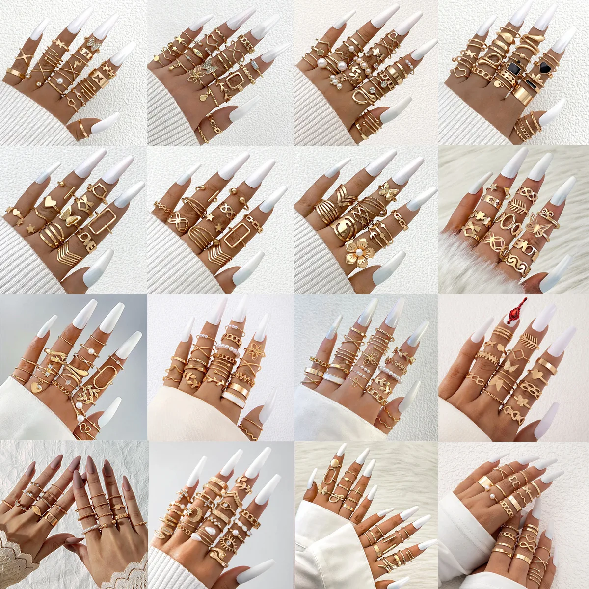 Ladies Jewelry European And American New Creative Simple Temperament Spiral Fake-pearl Love Ring Gold-color