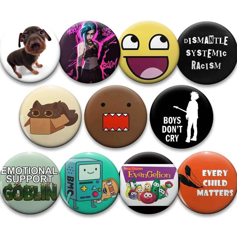 Cartoon Brooch Smiling Face Pins 58mm Badge Chocolate Goldfish Handmade for Backpack Accessories Jewelry Gifts