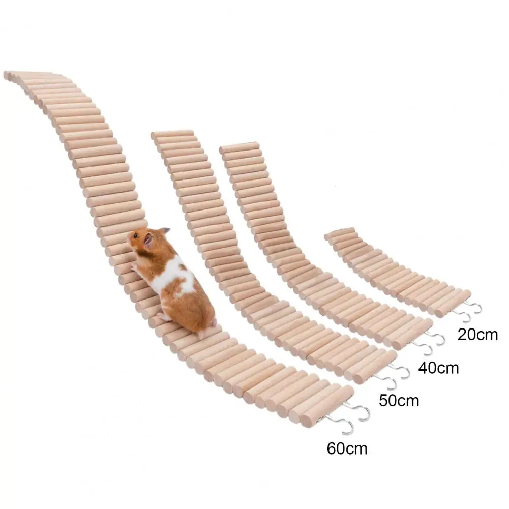 Small Pet Ladder Toy Hamster Wooden Ladder Bridge Toy Bur-free Bite Resistant Natural Wood Hamster Parrot for Gerbils