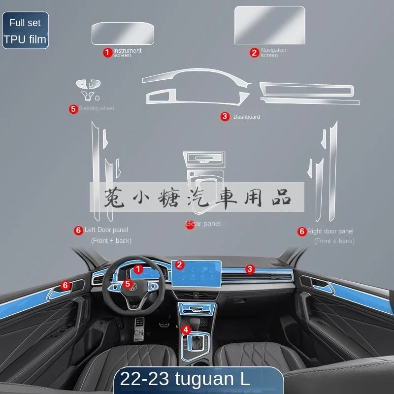 

For Volkswagen TiguanL/X 2022 23Car Interior Center console Transparent TPU Protective Film Anti-scratc Repair Film Accessories