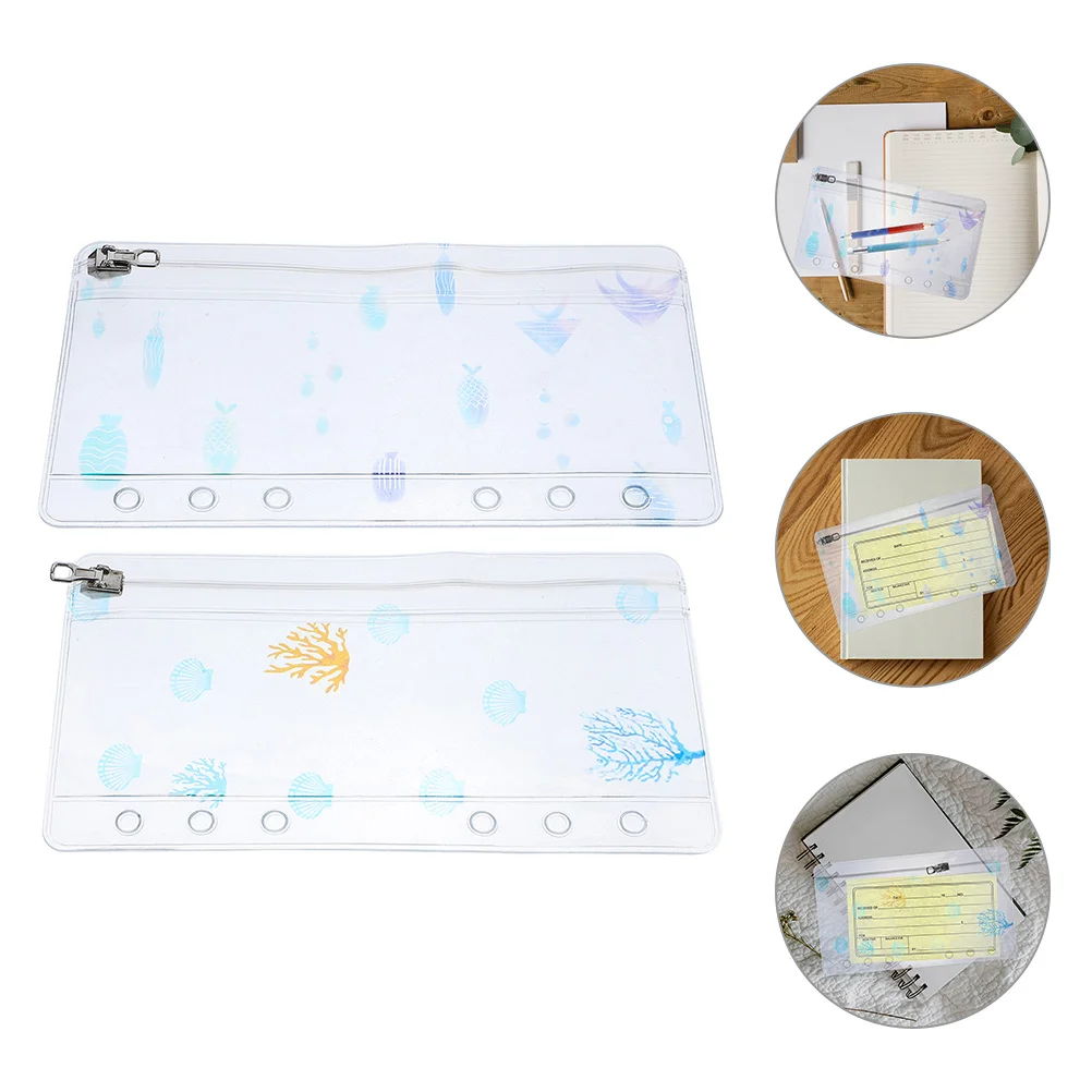 

Pencil Pouch Zipper Binder Pockets 6 Holes Binder Pouch Cash Budget Envelopes Document Filing Folders Notebook Loose Leaf Bag