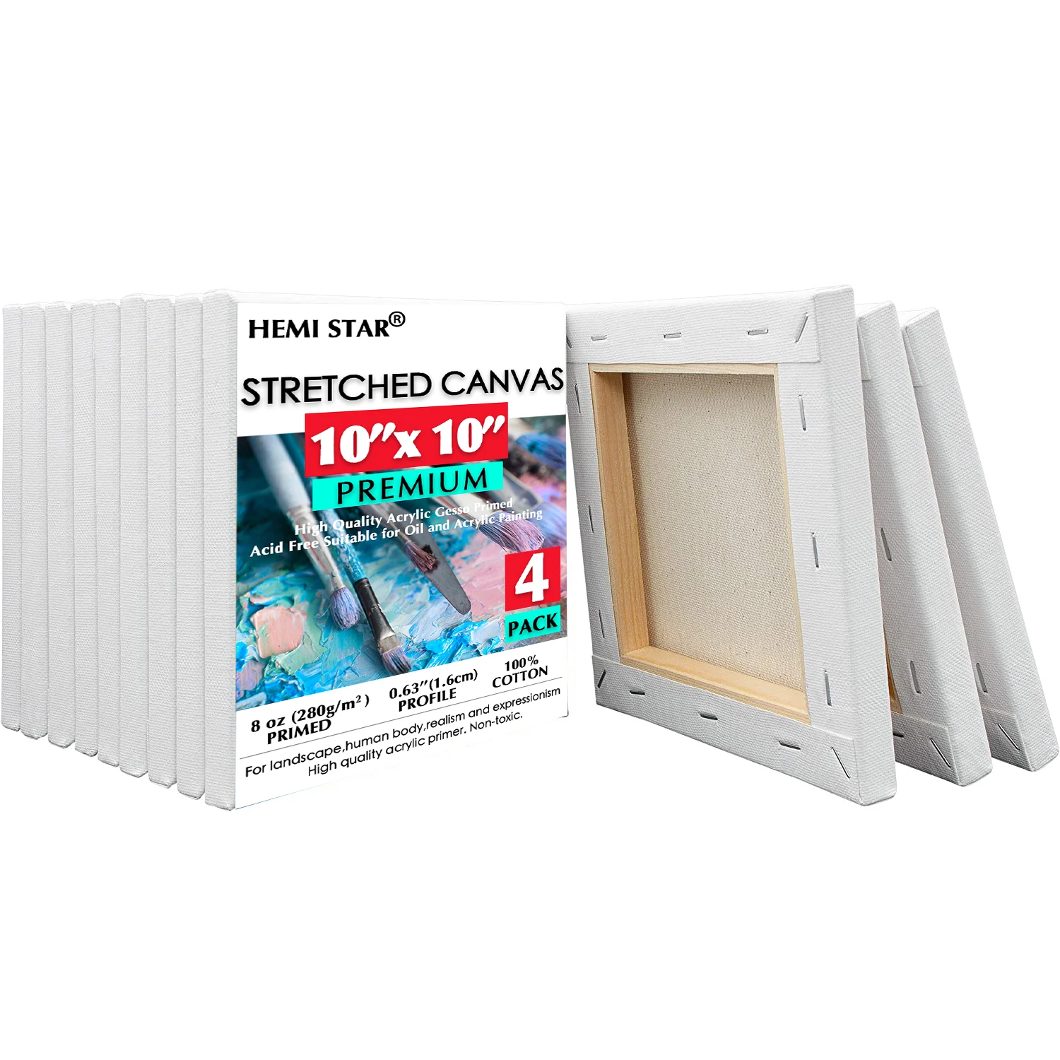 Bastidor Para Lienzo Artina Set De 5 Lienzos Para Pintar 30x30 Cm – 100% Algodón 280g Lienzos Para Pintar 30x40