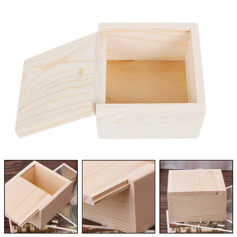 

High Quaity Handmade Jewelry Organizer Box Wood Plain Candy Case Ring Organizer Crafts Case Handmade Soap Packaging Wooden Box