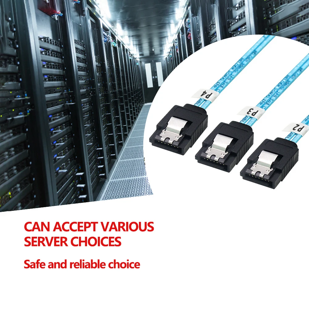 90° SATA 3.0 Mini SAS Cable - 6Gbps, 4 SATA to 4 SATA Male to Male, 7 Pin SSD Hard Disk Drive Data Cable Description Image.