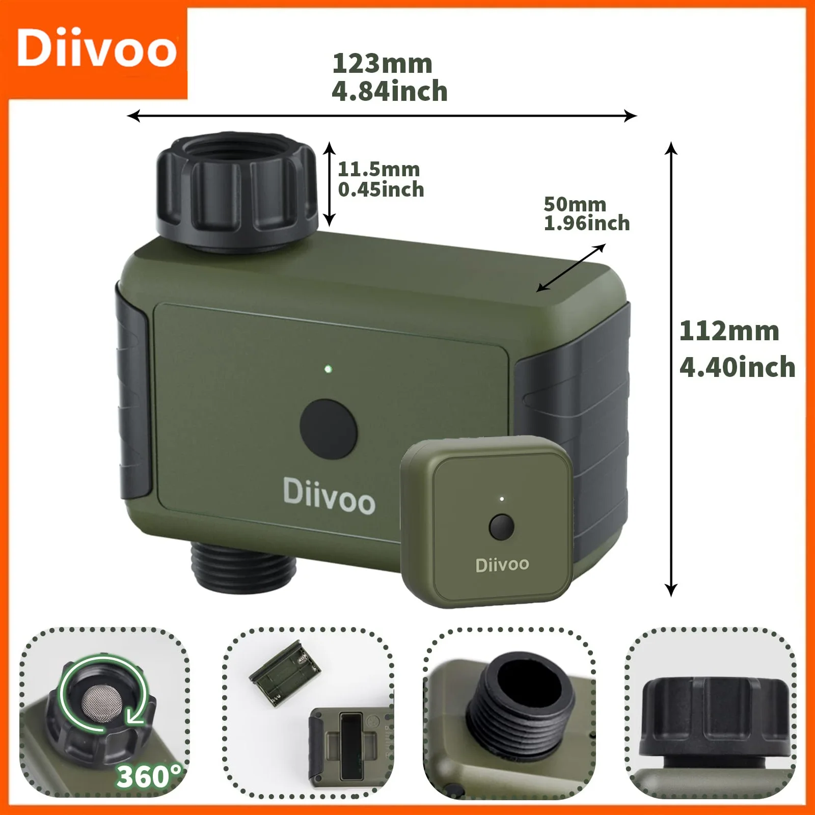 DiivooSmartGardenWateringTimerwithWiFiHubLeakProofDesignRemoteControlAutomatic