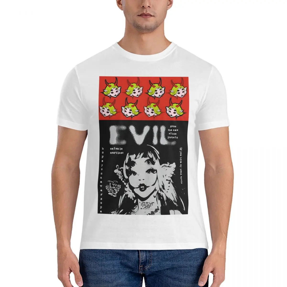 

Casual Evil Melanie Portals Goddeseshorns T-Shirts Men Round Collar Pure Cotton T Shirt Portals Short Sleeve Tees Clothing