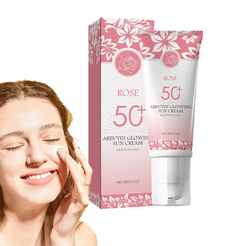 

Rose Brightening Sunscreen SPF 50+ PA++++ Sunscreen oil free Sunblock Skin whitening Moisturizer Anti Sun Facial Protection Crea