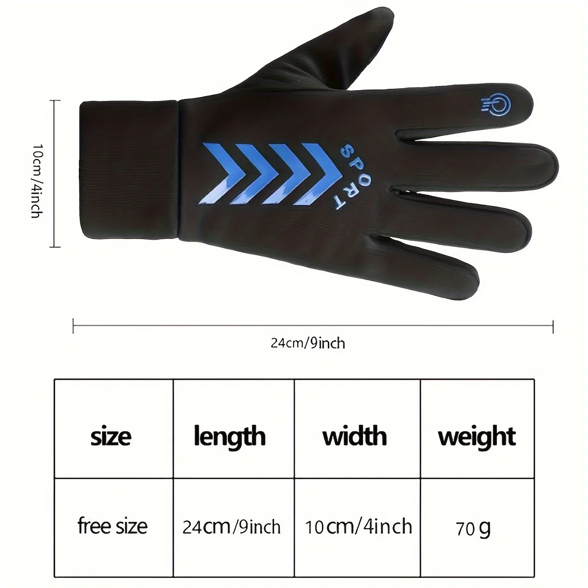 1 pair of waterproof and cold resistant gloves with anti slip touch screen function, very suitable for outdoor activities