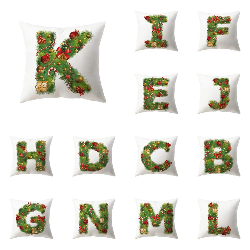

Christmas Theme Decorative Letter Printing Pattern Cushion Cover Home Living Room Sofa Pillow